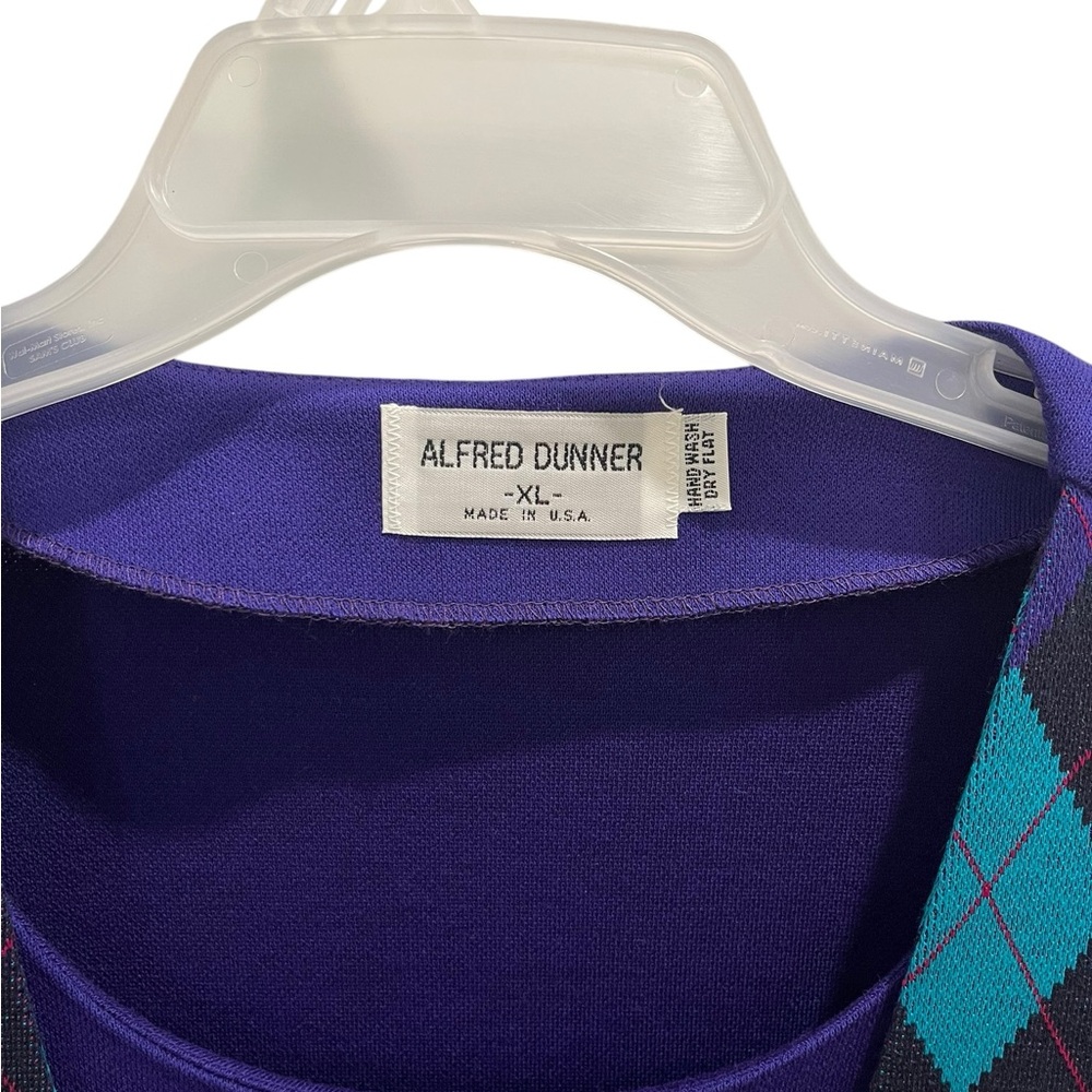 Alfred Dunner Women’s Sweater Purple Long-Sleeve Argyle Size XL Layered-Look Top - Picture 3 of 8